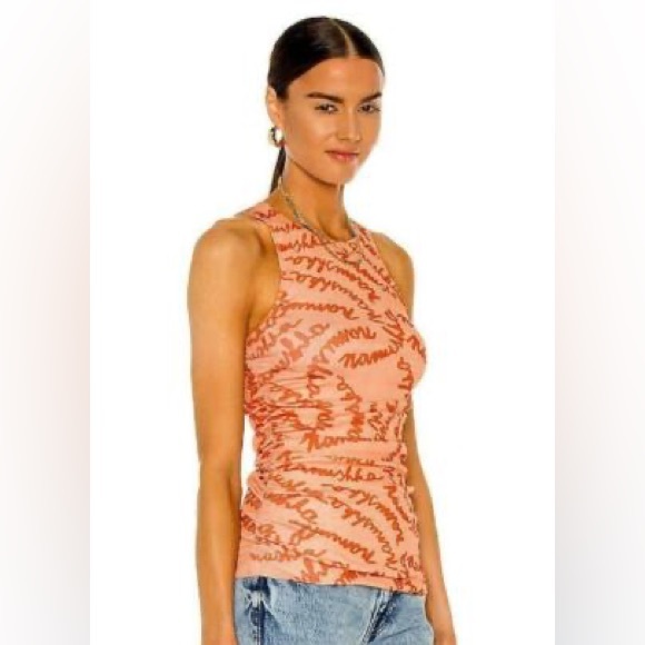 Nanushka Fifi Tank in Scribble Logo Apricot - Picture 3 of 4